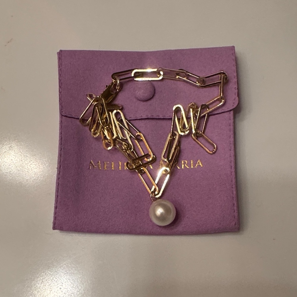 Melinda Maria Samantha Gold Necklace with Pearl Accent